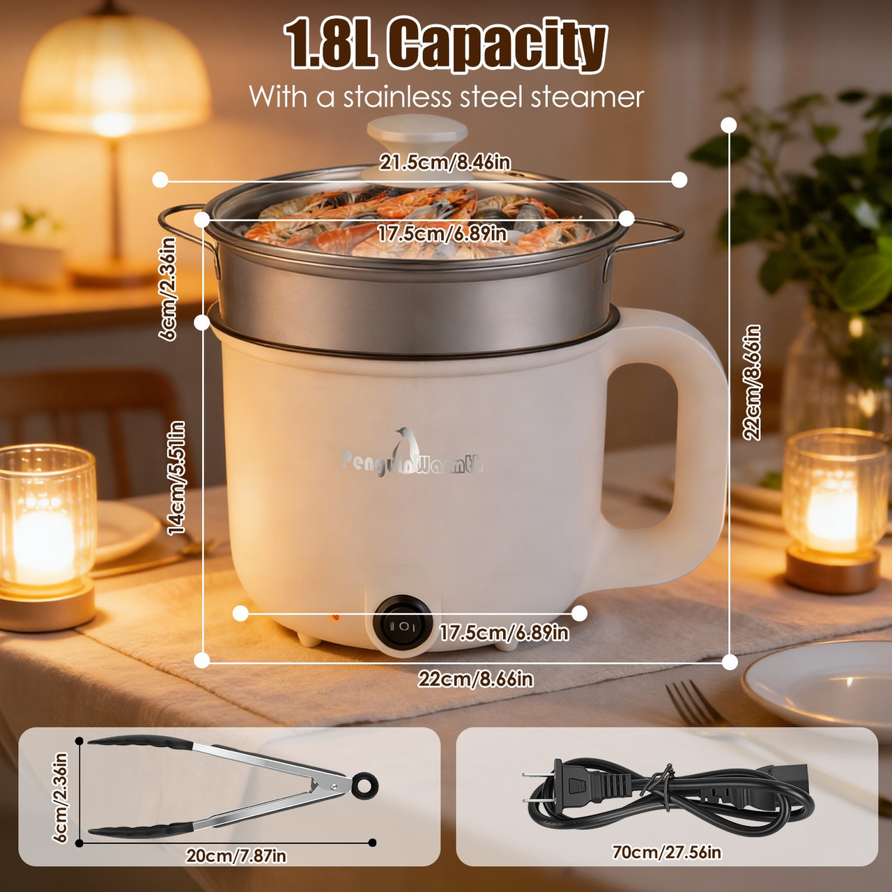 Electric Hot Pot with  Steamer  product image