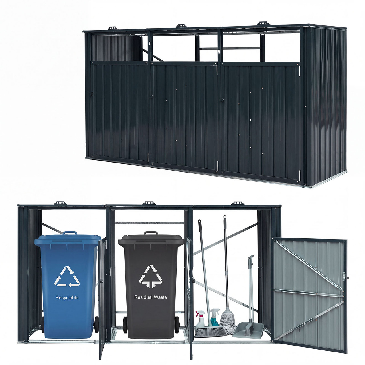 Outdoor Trash Can Storage Shed for 2 or 3 Bins product image