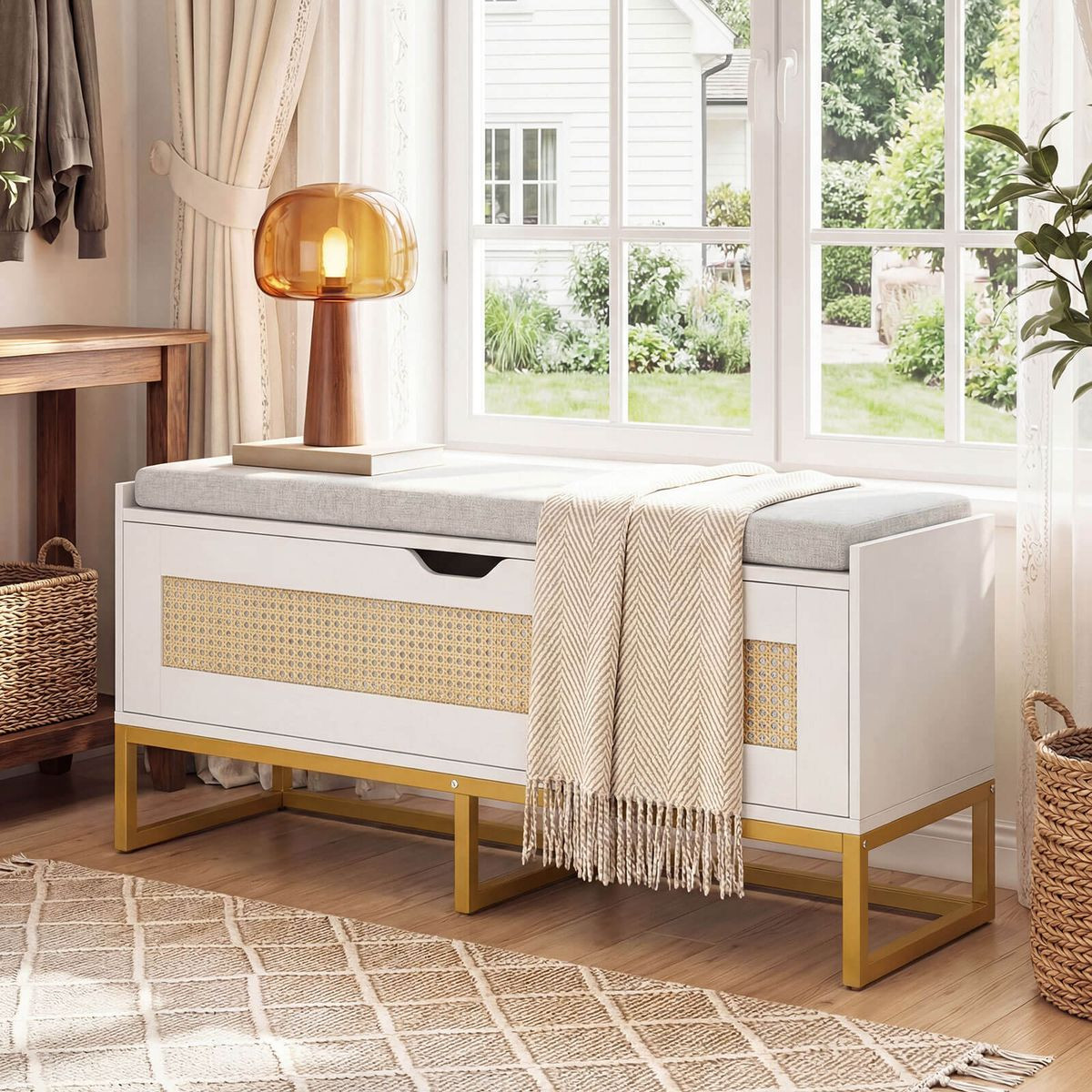 Flip-Top Rattan Storage Chest product image