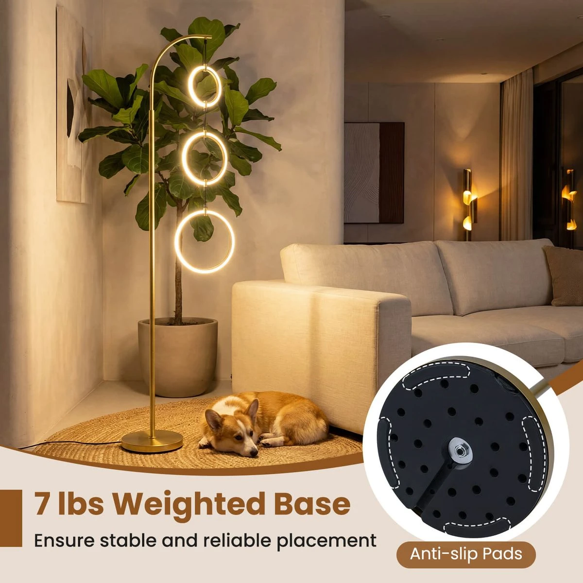 3-Circle Dimmable LED Floor Lamp  product image
