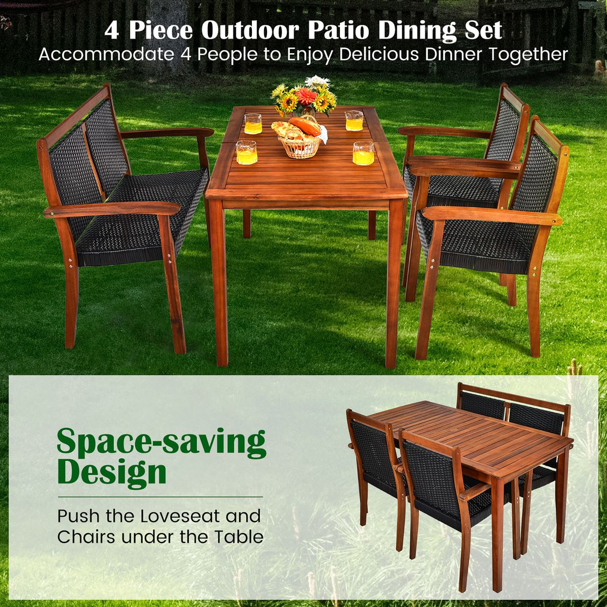 4-Piece Patio  Rattan Dining Furniture Set  product image