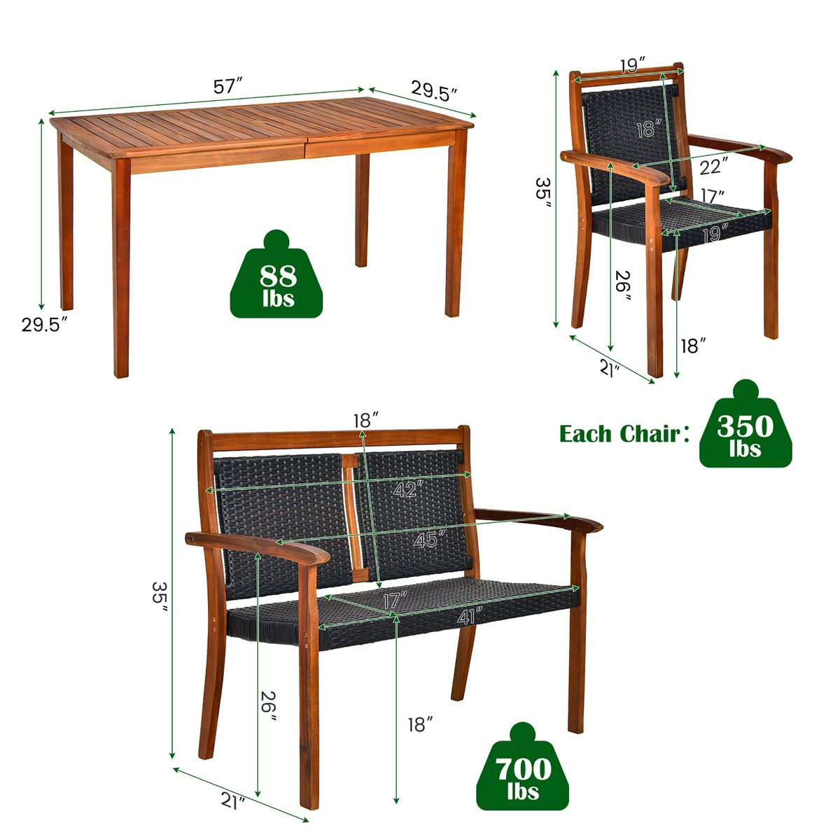 4-Piece Patio  Rattan Dining Furniture Set  product image