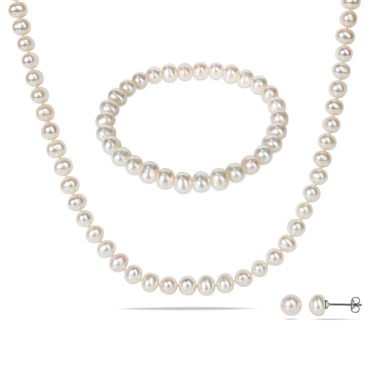 6-7mm Cultured Freshwater Pearl Necklace, Earrings and Bracelet Set product image