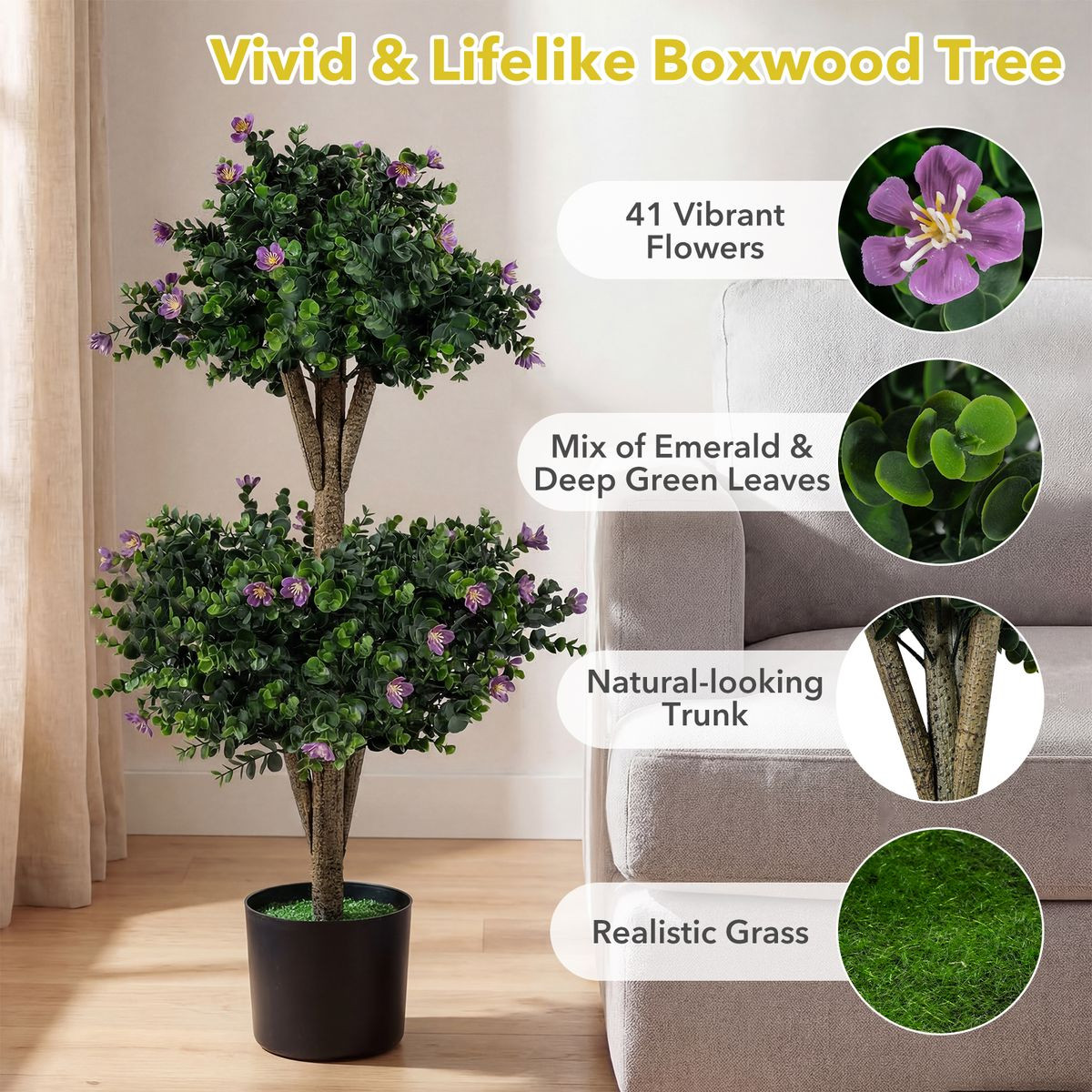 Artificial Double Ball Boxwood Topiary Tree (2-Pack) product image