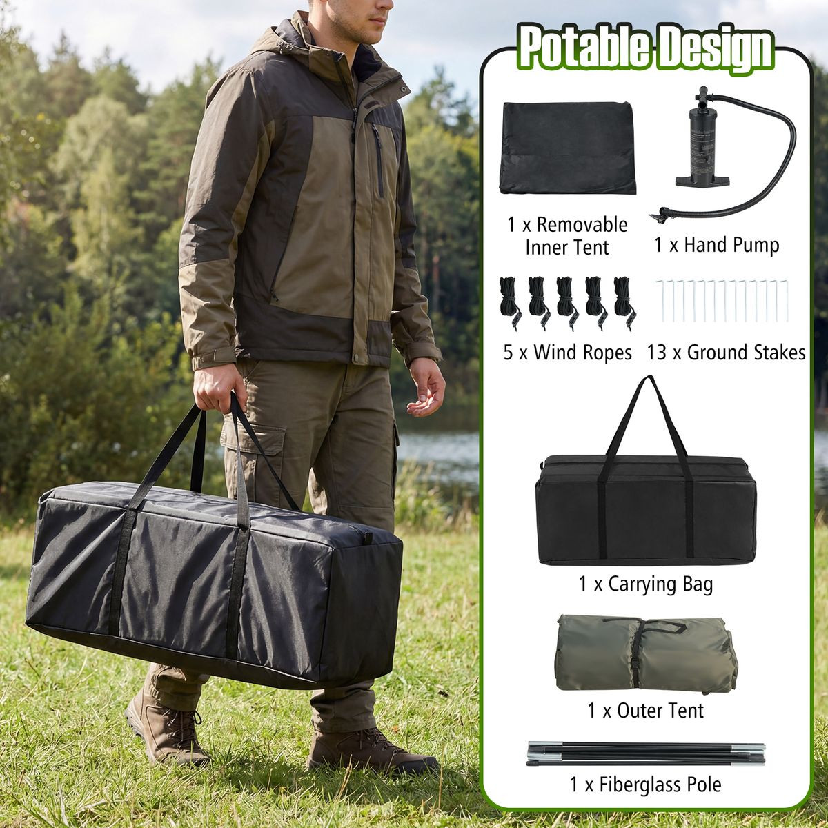 13x9.5-foot Inflatable Camping Tent with Porch product image