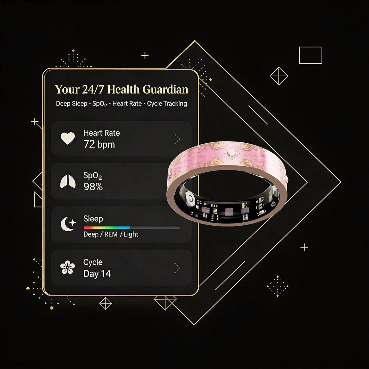 Vintage Engraved Smart Health Ring product image