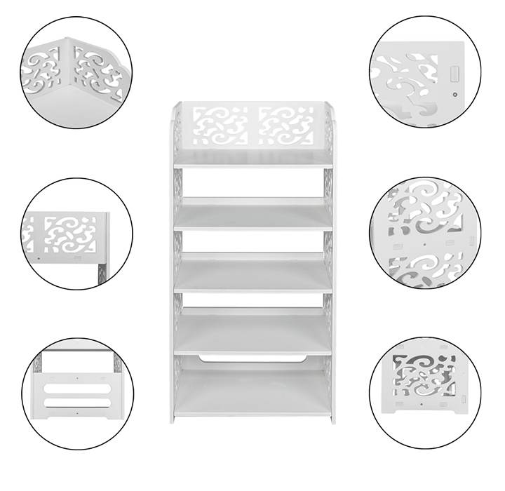 White Carved 5-Tier Shoe Rack  product image