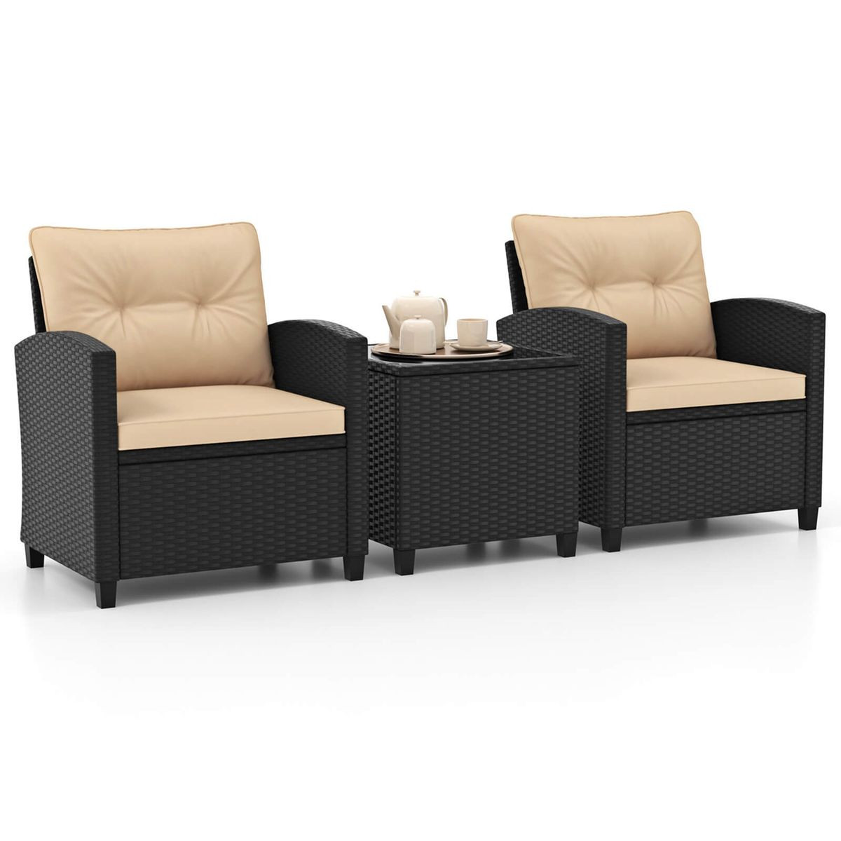 Black Rattan Patio Furniture Set (3 Pieces) product image