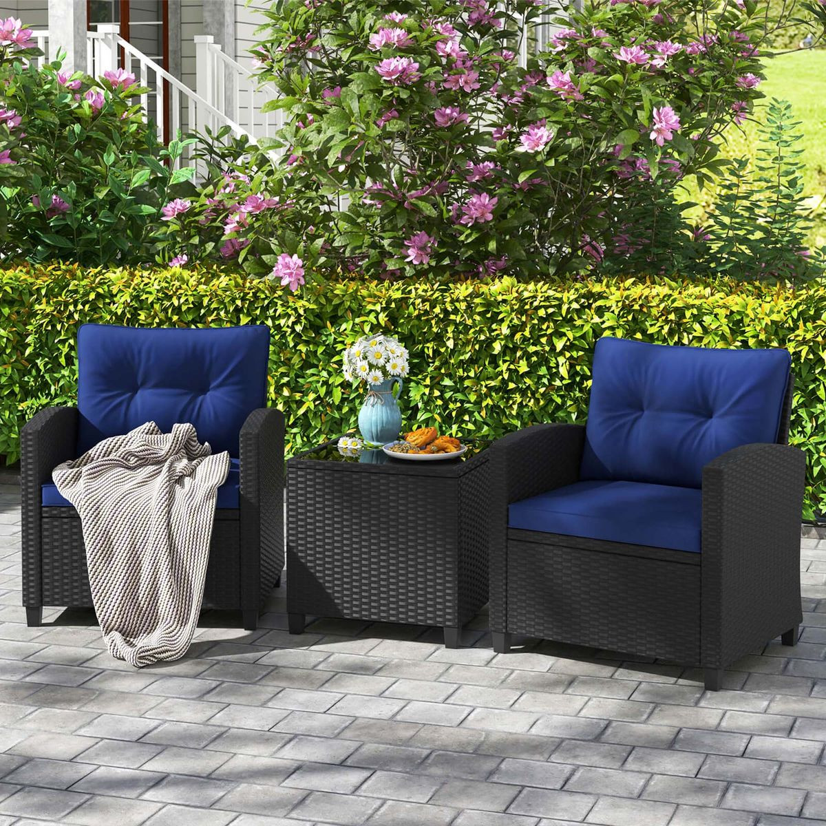 Black Rattan Patio Furniture Set (3 Pieces) product image