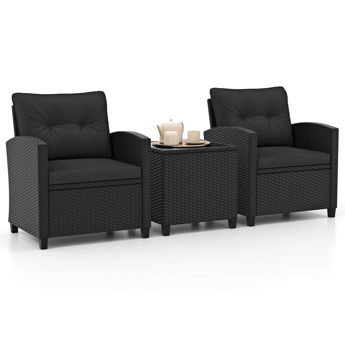Black Rattan Patio Furniture Set (3 Pieces) product image