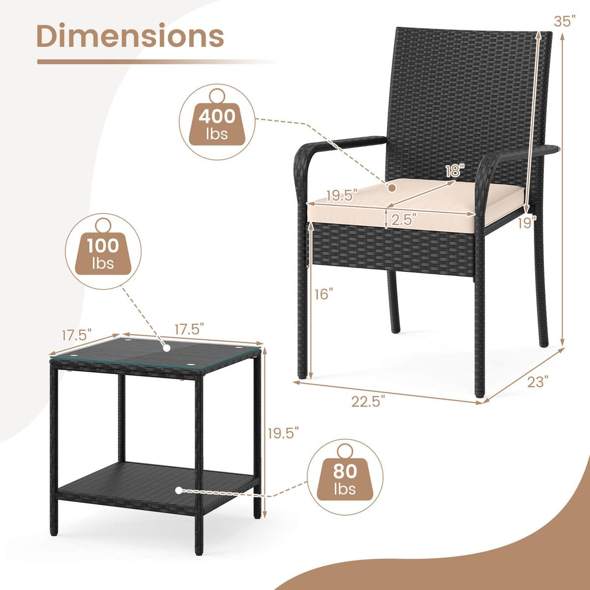 Rattan Patio Furniture Set (3 Pieces) product image