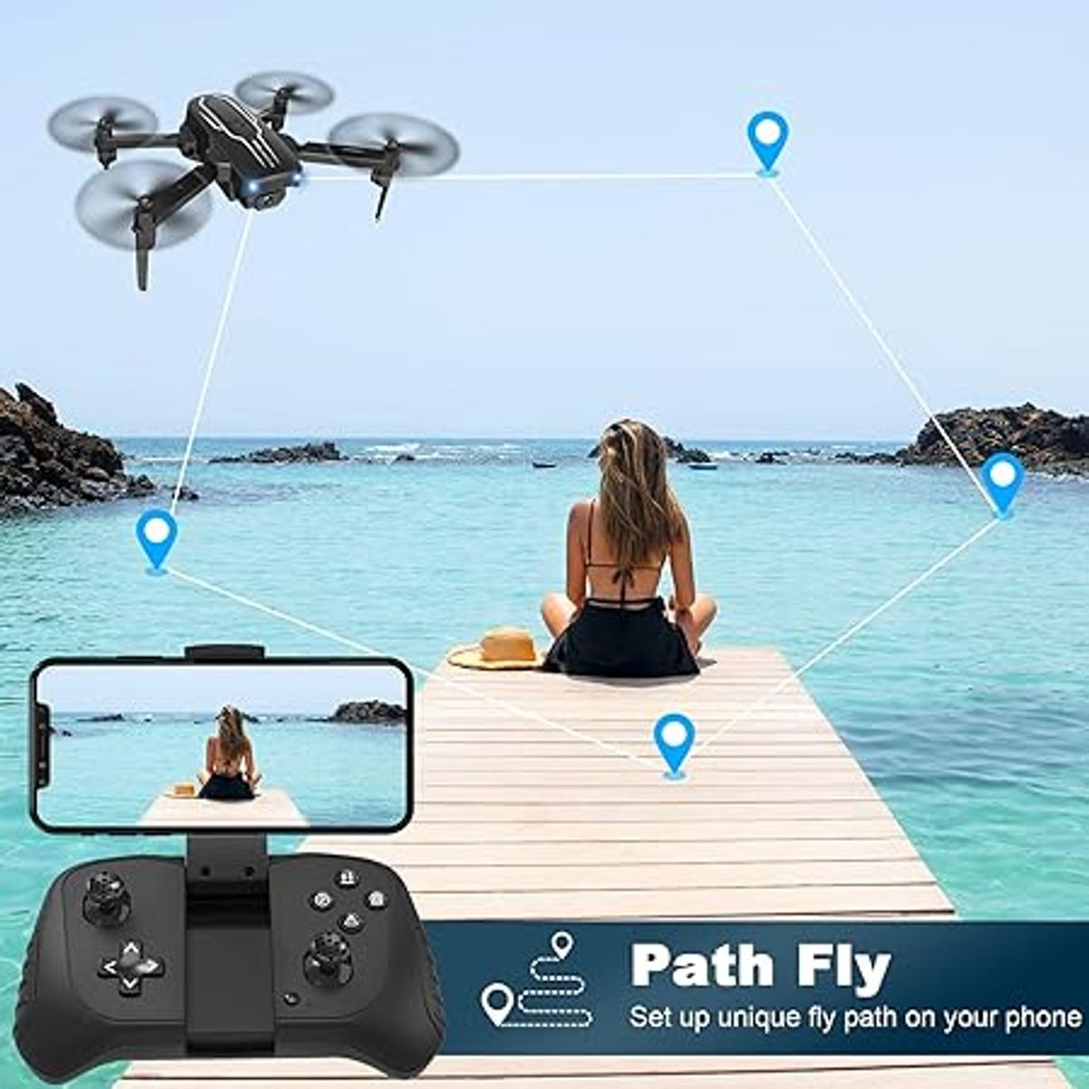 1080P HD FPV Camera Drones with 90° Adjustable Lens product image