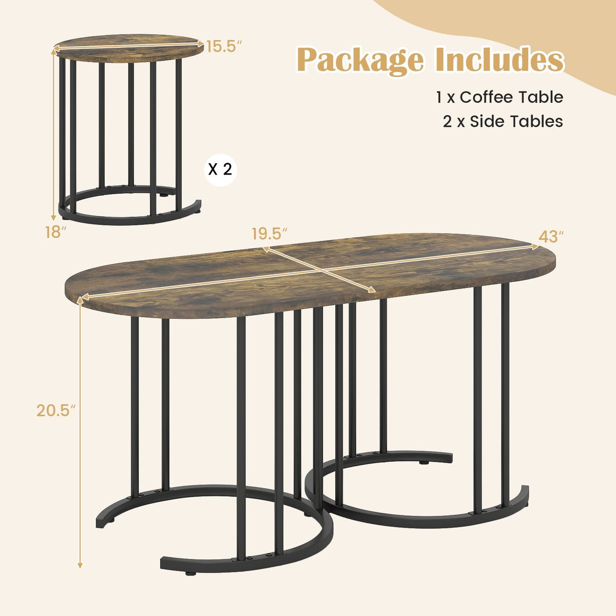 Nesting Coffee Table (3 Piece Set) product image