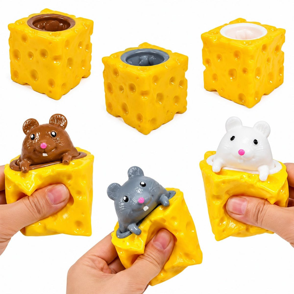 Cheese Mouse Pop-Up Squishy Toy (3-Pack)  product image