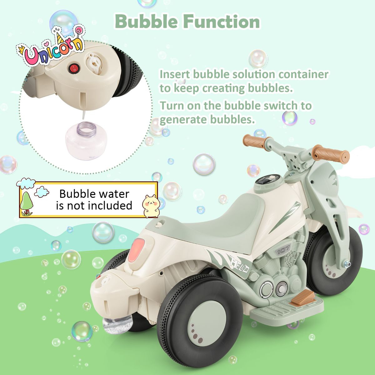 Kids' Electric Ride-on Bubble Motorcycle product image