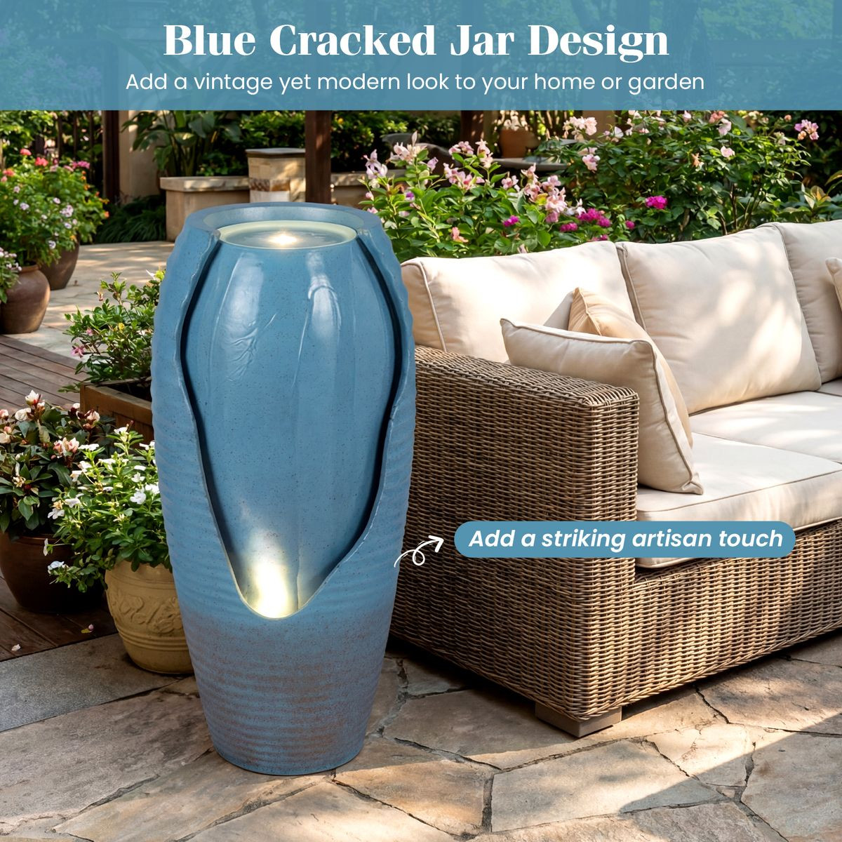 Tall Jar Patio Water Fountain  product image