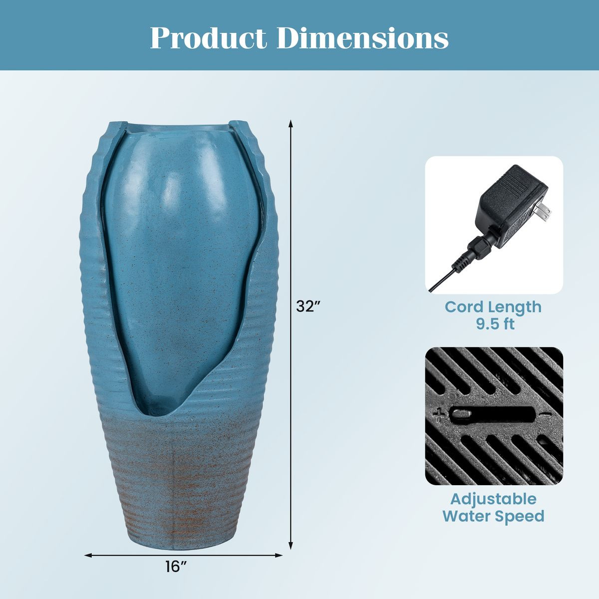 Tall Jar Patio Water Fountain  product image