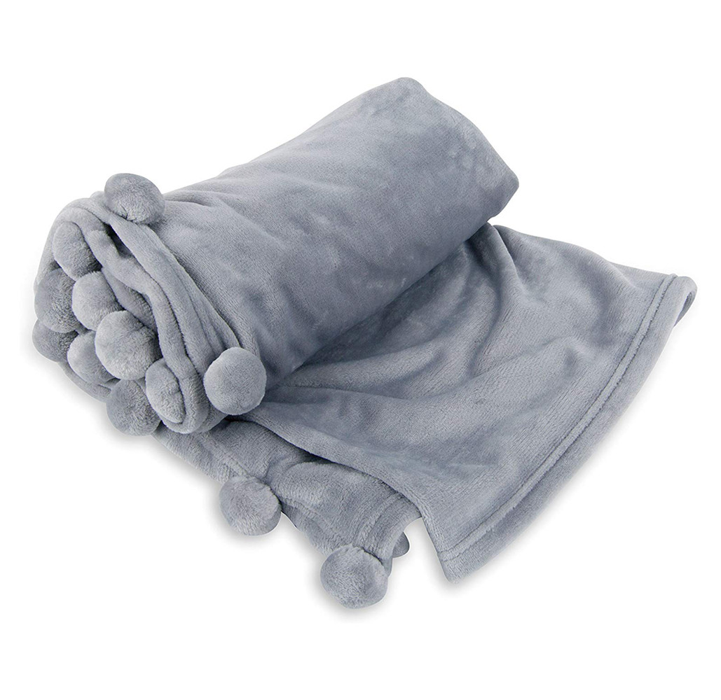 Cheer Collection Pom Pom Flannel Blanket product image