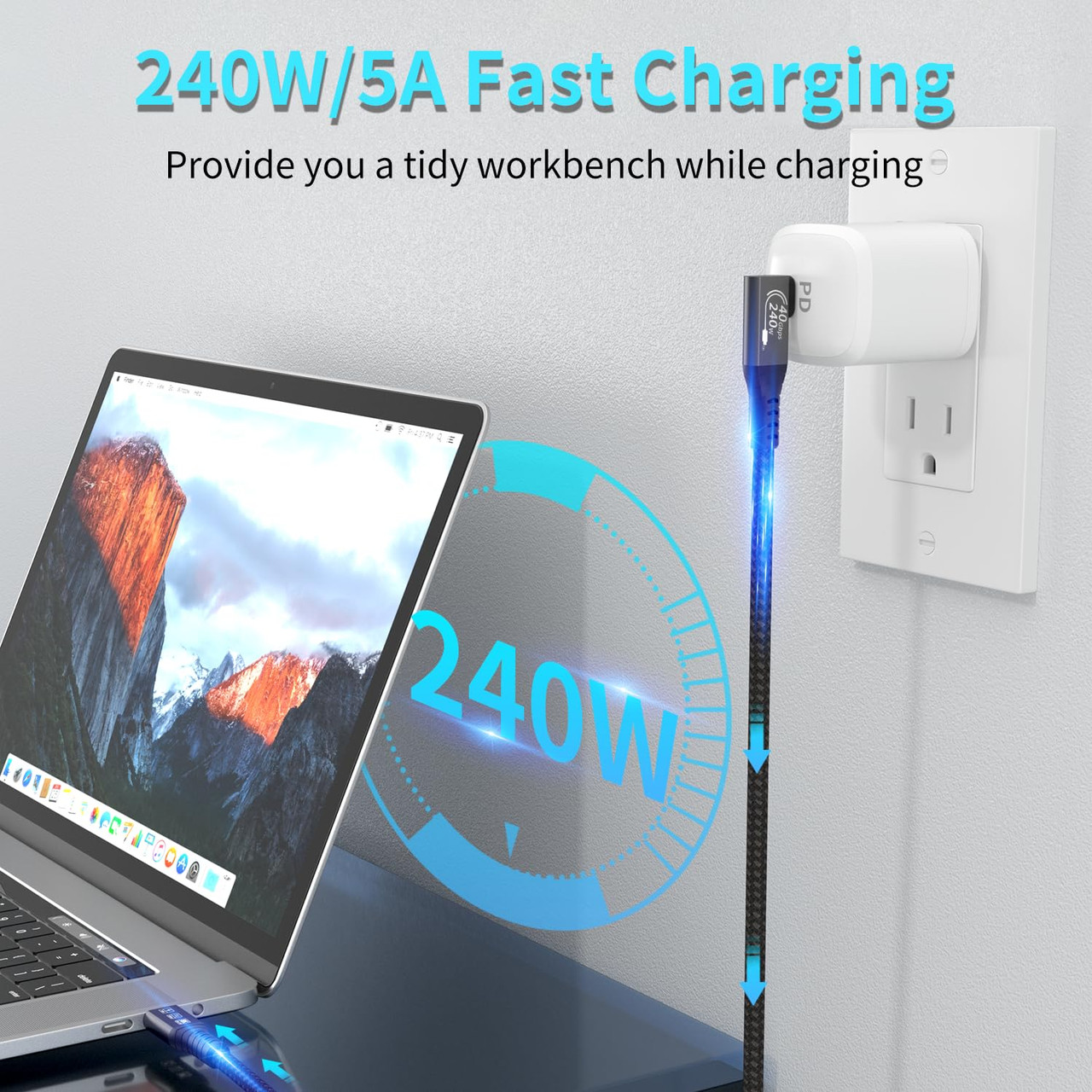 USB C 4.0 Cable with Thunderbolt (1- or 2-Pack) product image