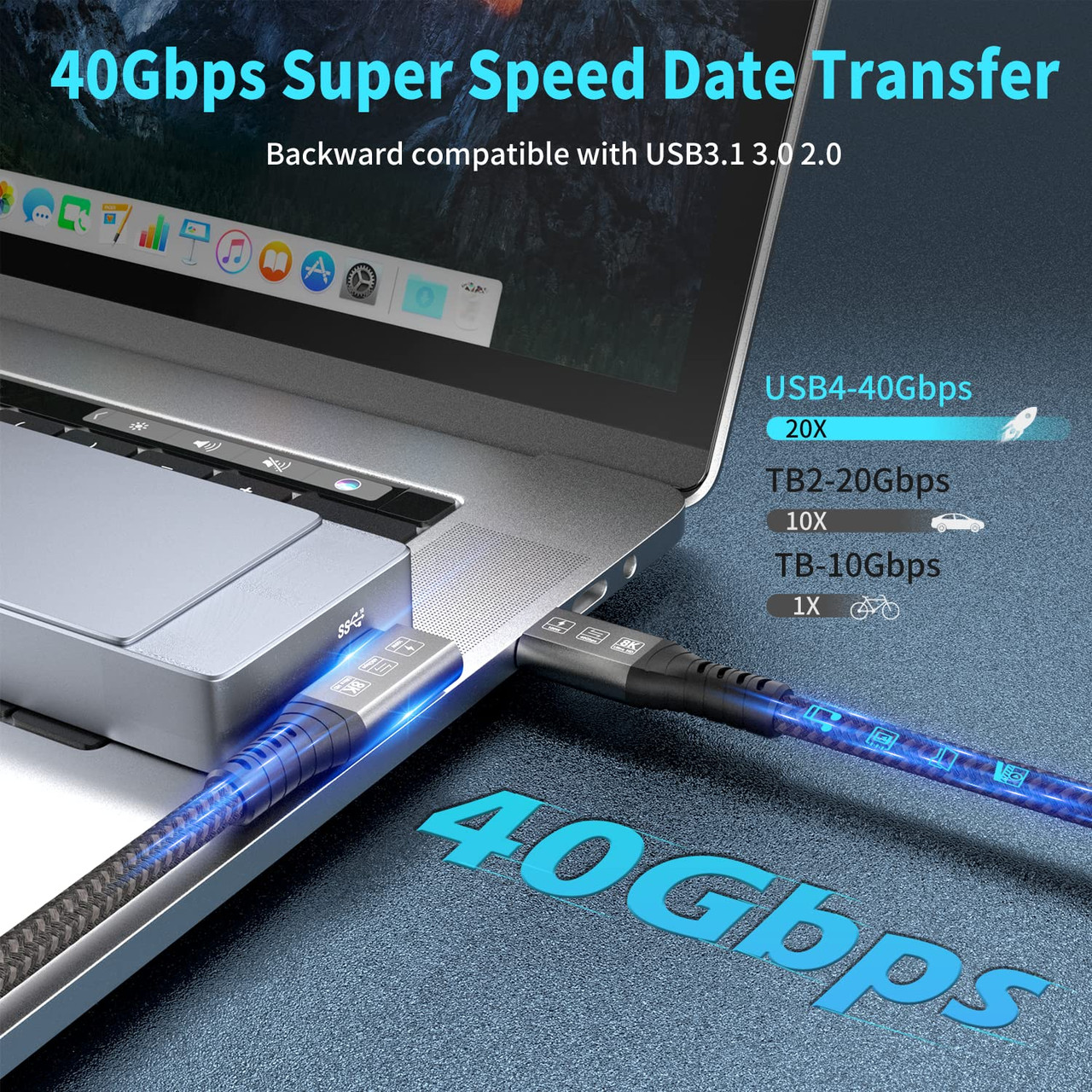 USB C 4.0 Cable with Thunderbolt (1- or 2-Pack) product image