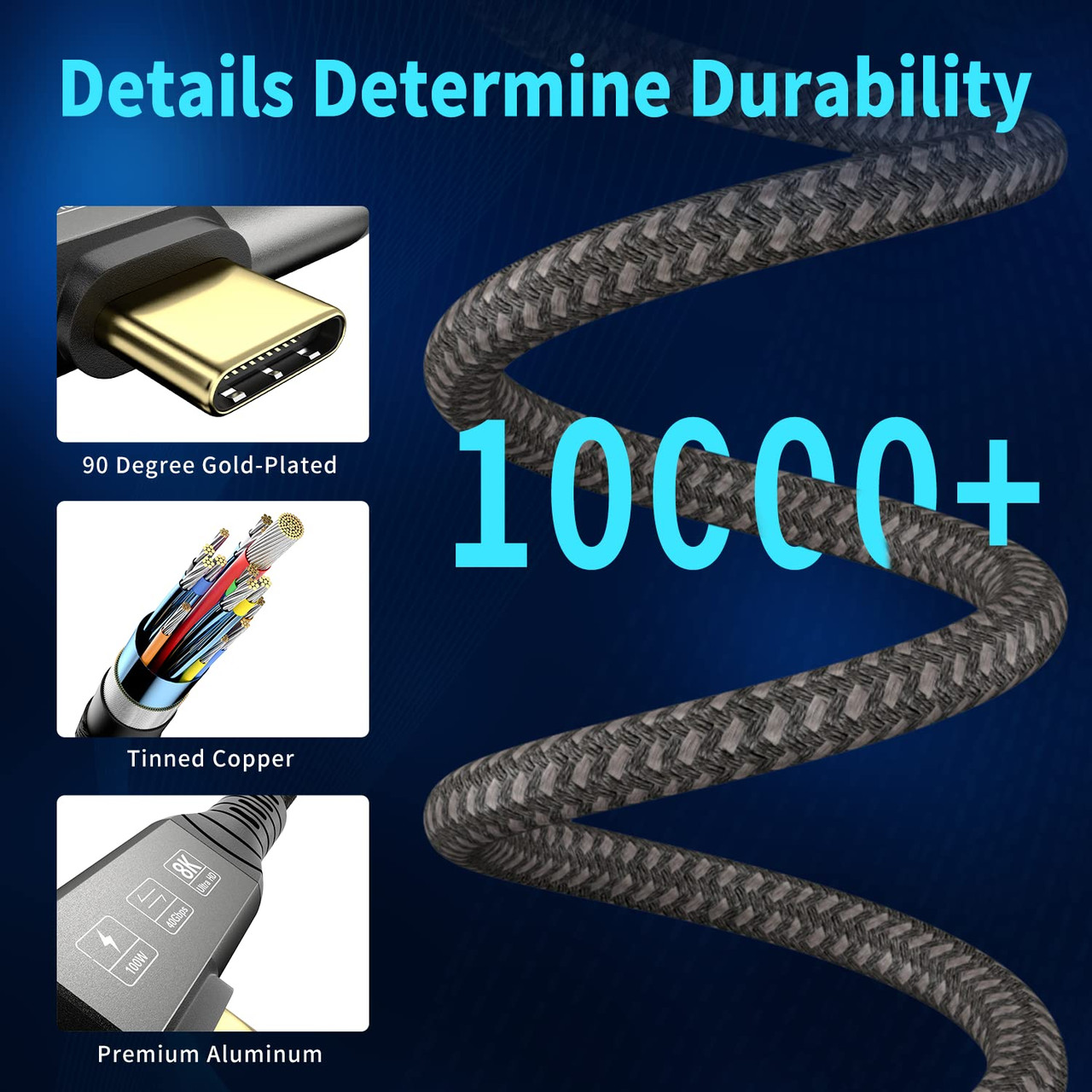 USB C 4.0 Cable with Thunderbolt (1- or 2-Pack) product image