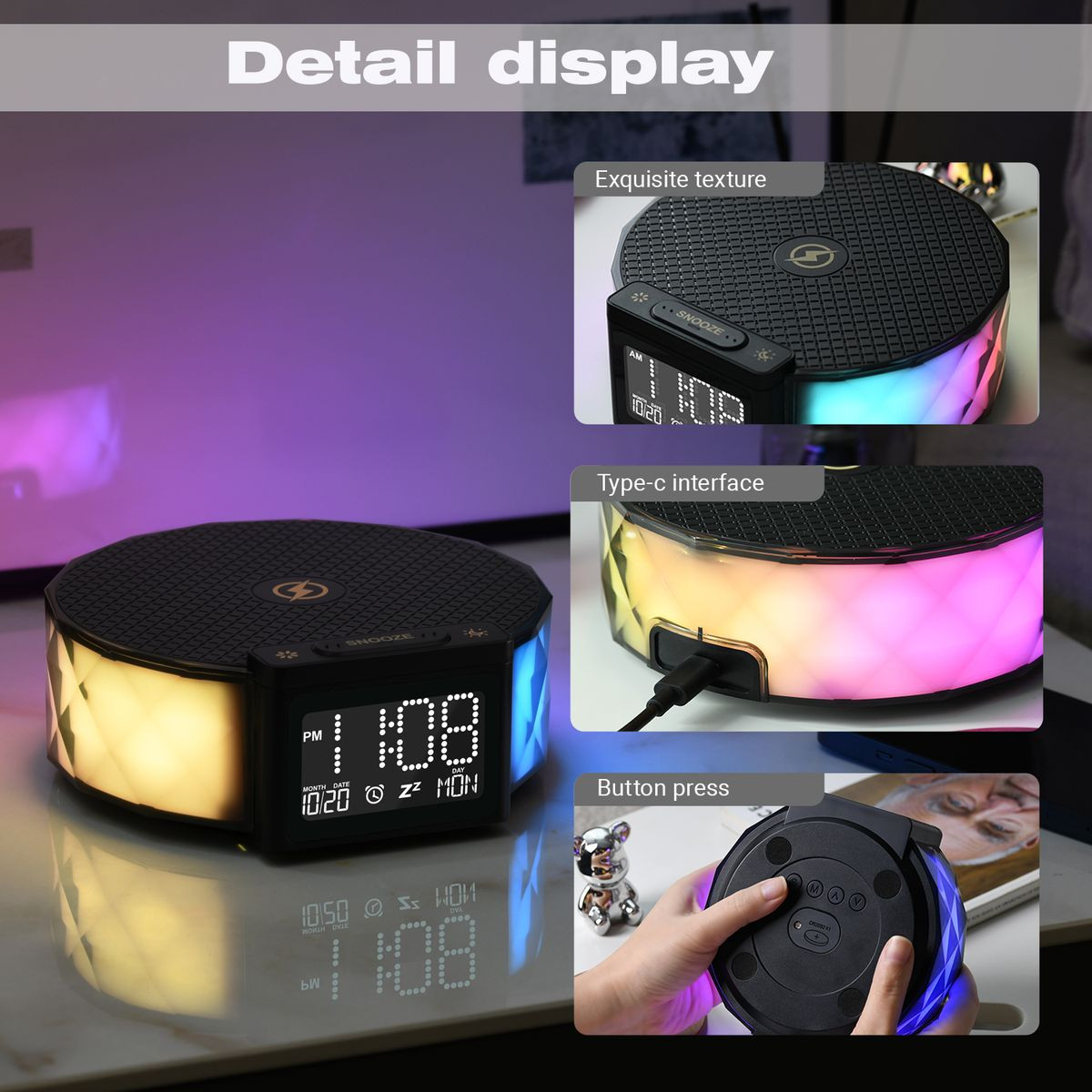 Ethos Thunder Charge Digital Display Wireless Charging Clock product image