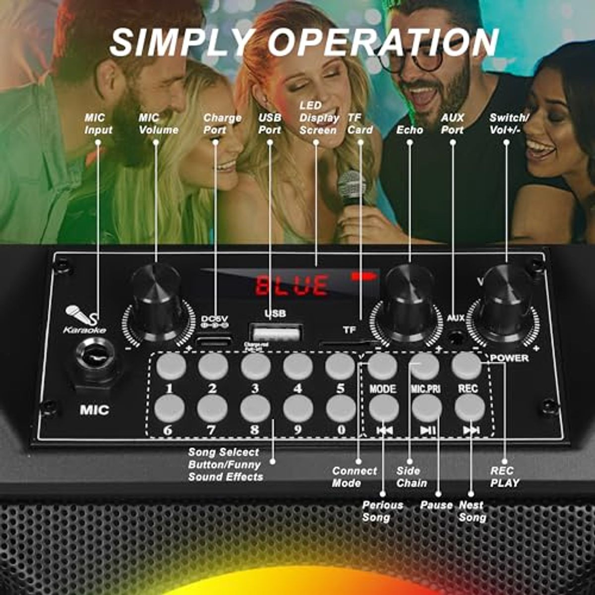 Karaoke Machine with Two Wireless Microphones  product image