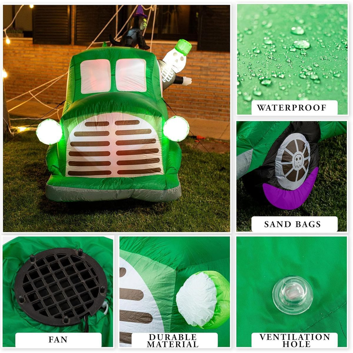 7.5 Ft Long Halloween Inflatable Ghost Car with LED Lights product image