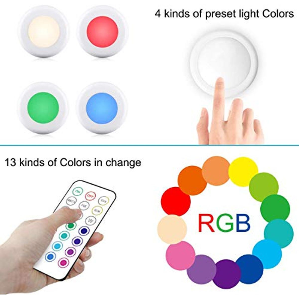 13 Colors LED Puck Lights (6-Pack) product image