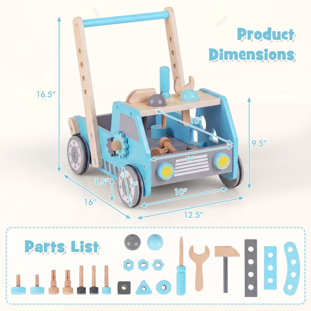 2-In-1 Wooden Baby Walker product image