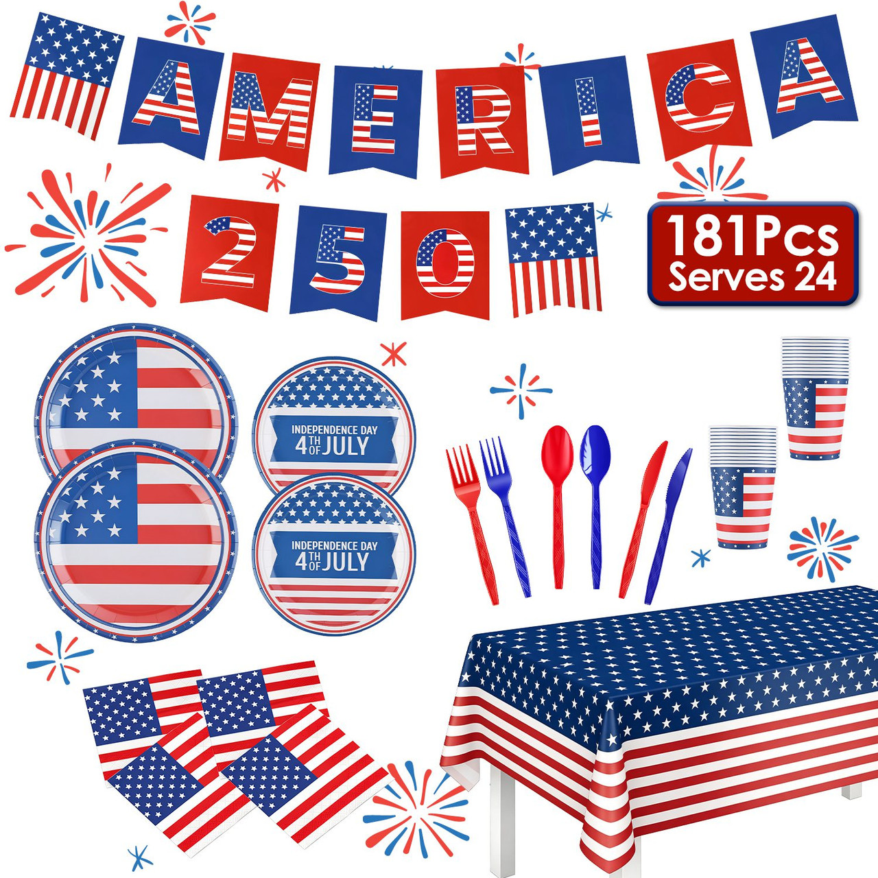 4th of July Party Supplies (181 Pieces) product image