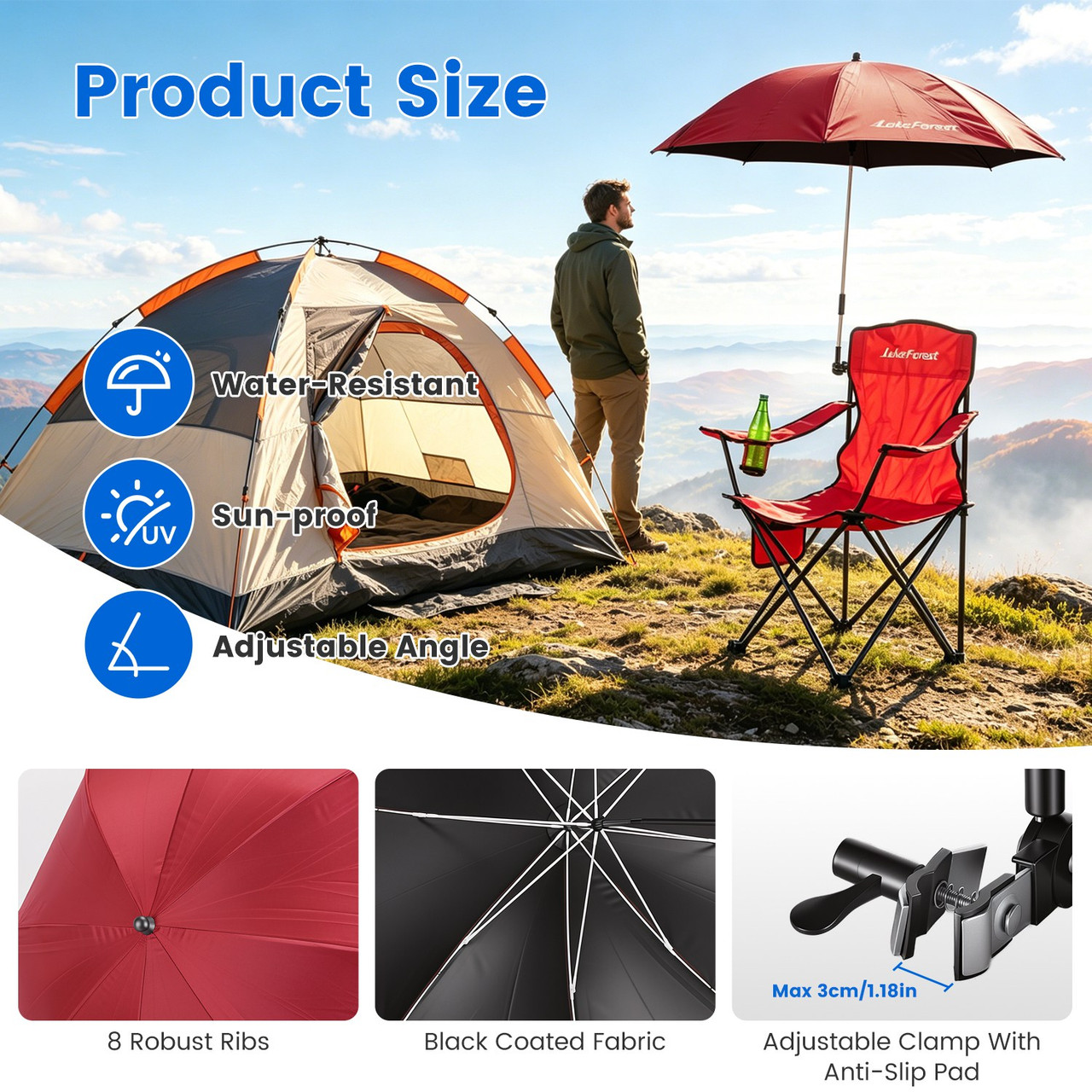 Portable Camping Chair with Sun Umbrella product image