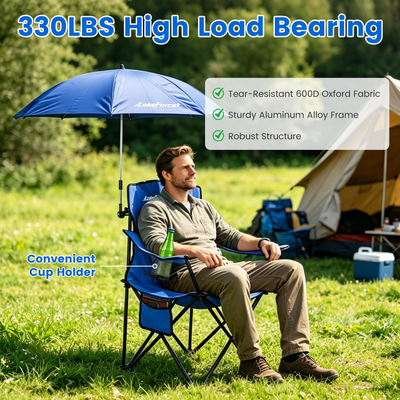 Portable Camping Chair with Sun Umbrella product image