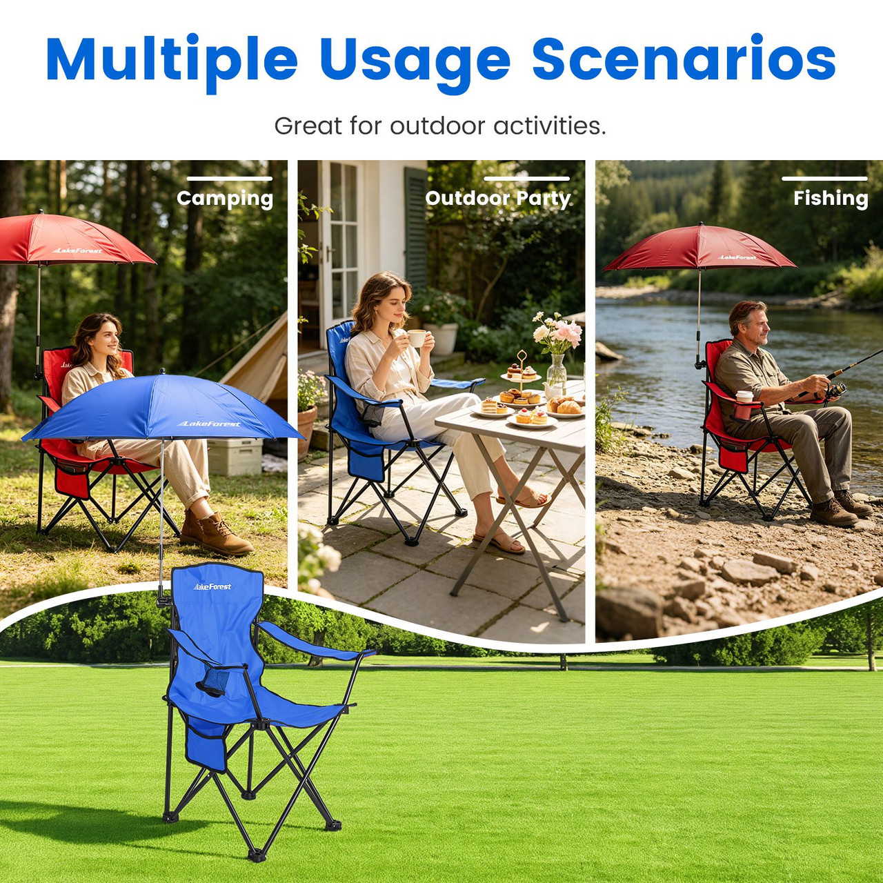 Portable Camping Chair with Sun Umbrella product image