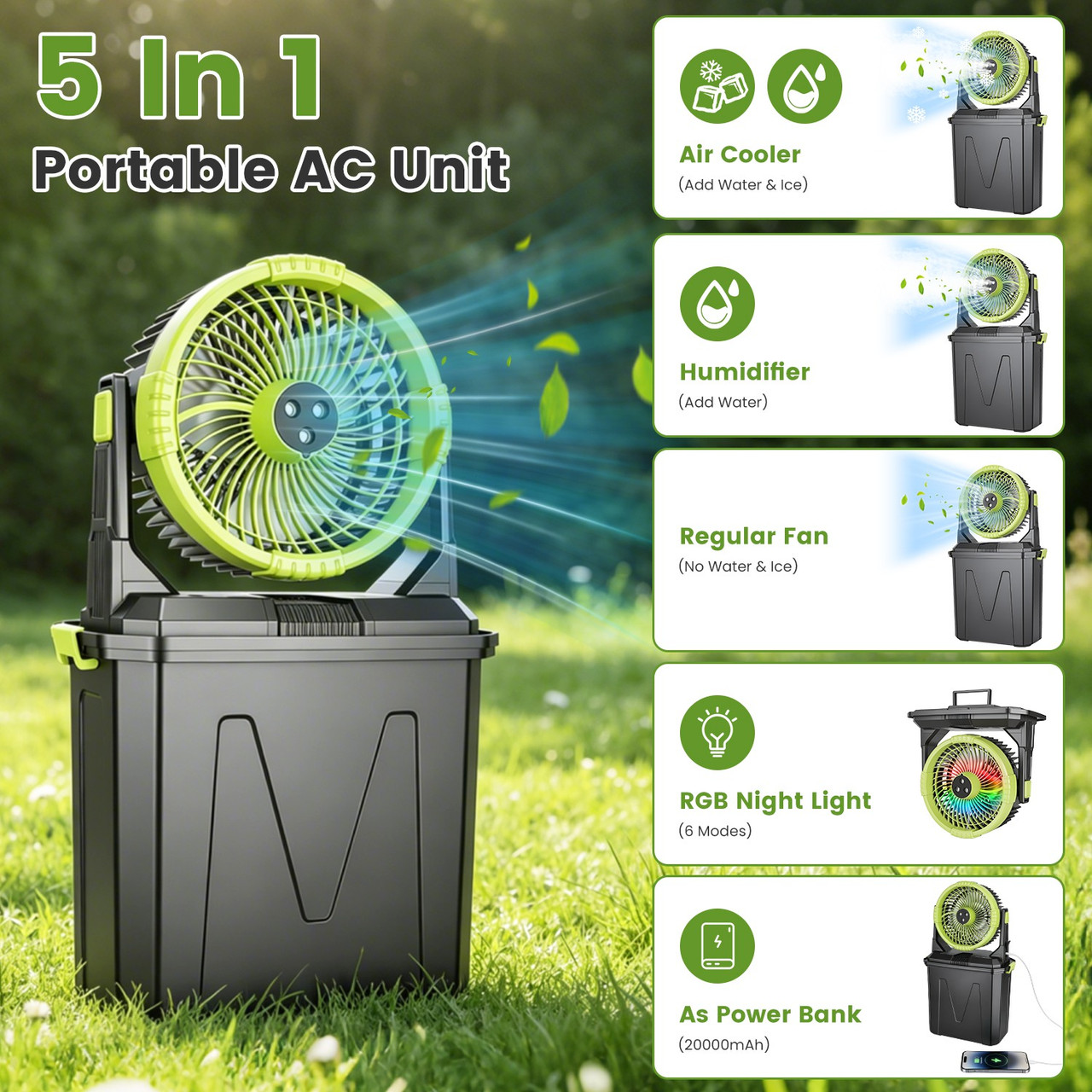 5-in-1 Portable Misting Fan product image