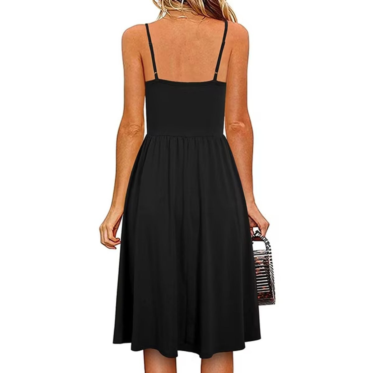 Women's V Neck Ruched Spaghetti Strap Midi Dress product image