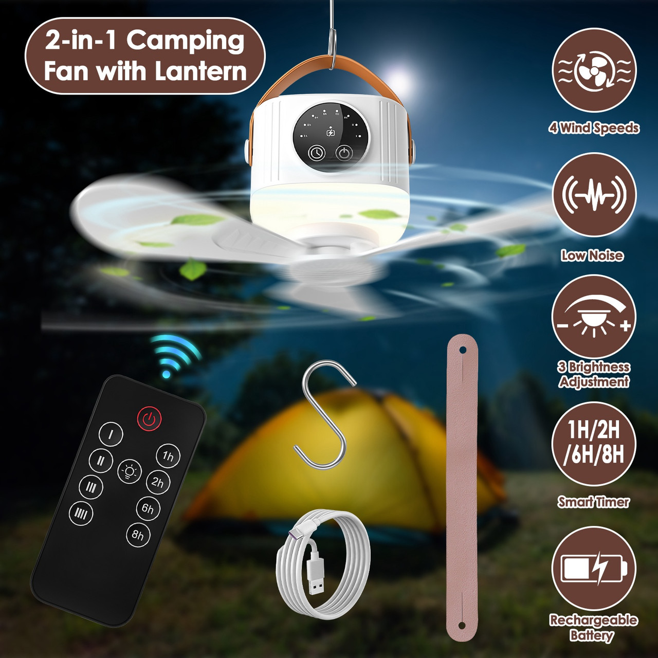 2-in-1 Camping Fan with Light  product image