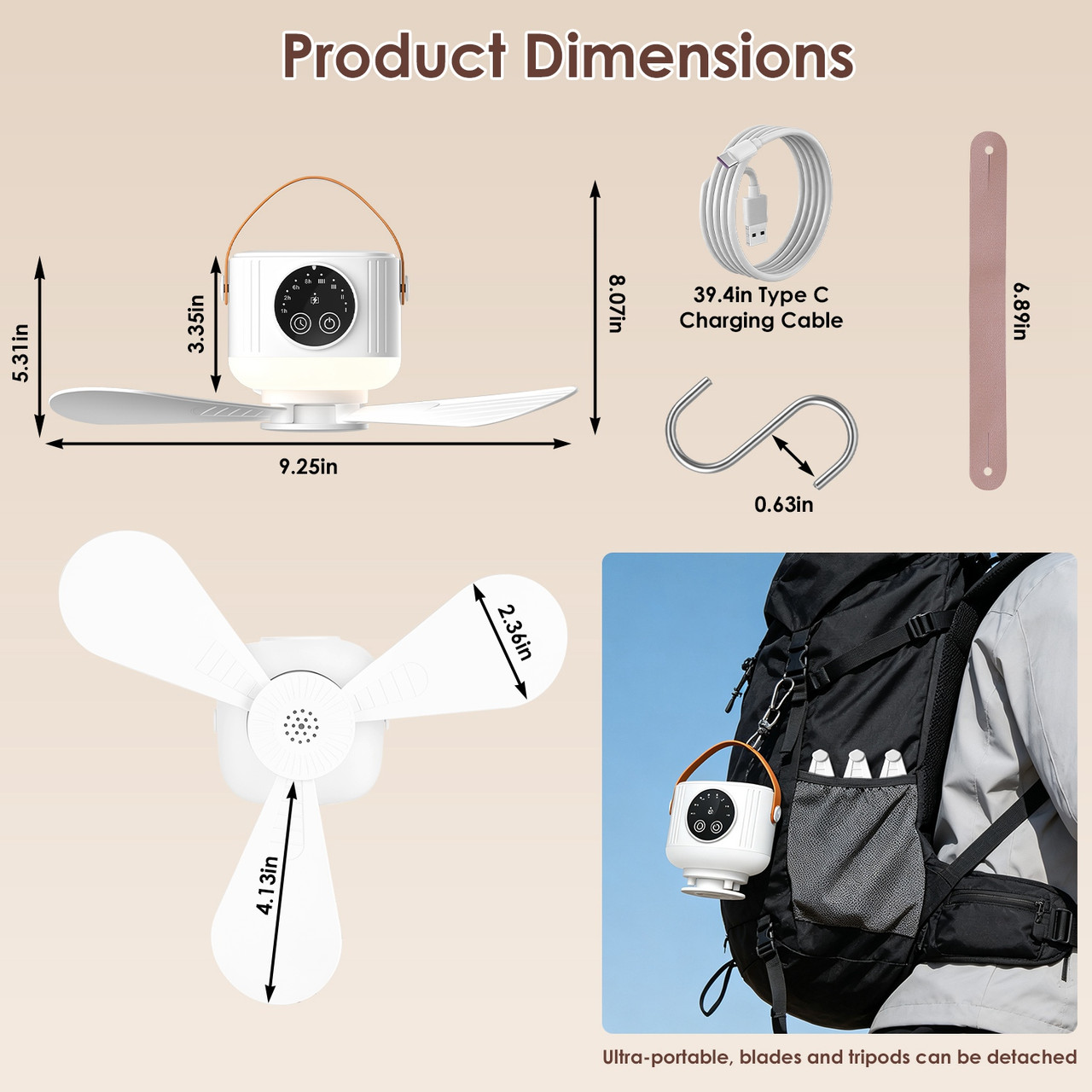 2-in-1 Camping Fan with Light  product image