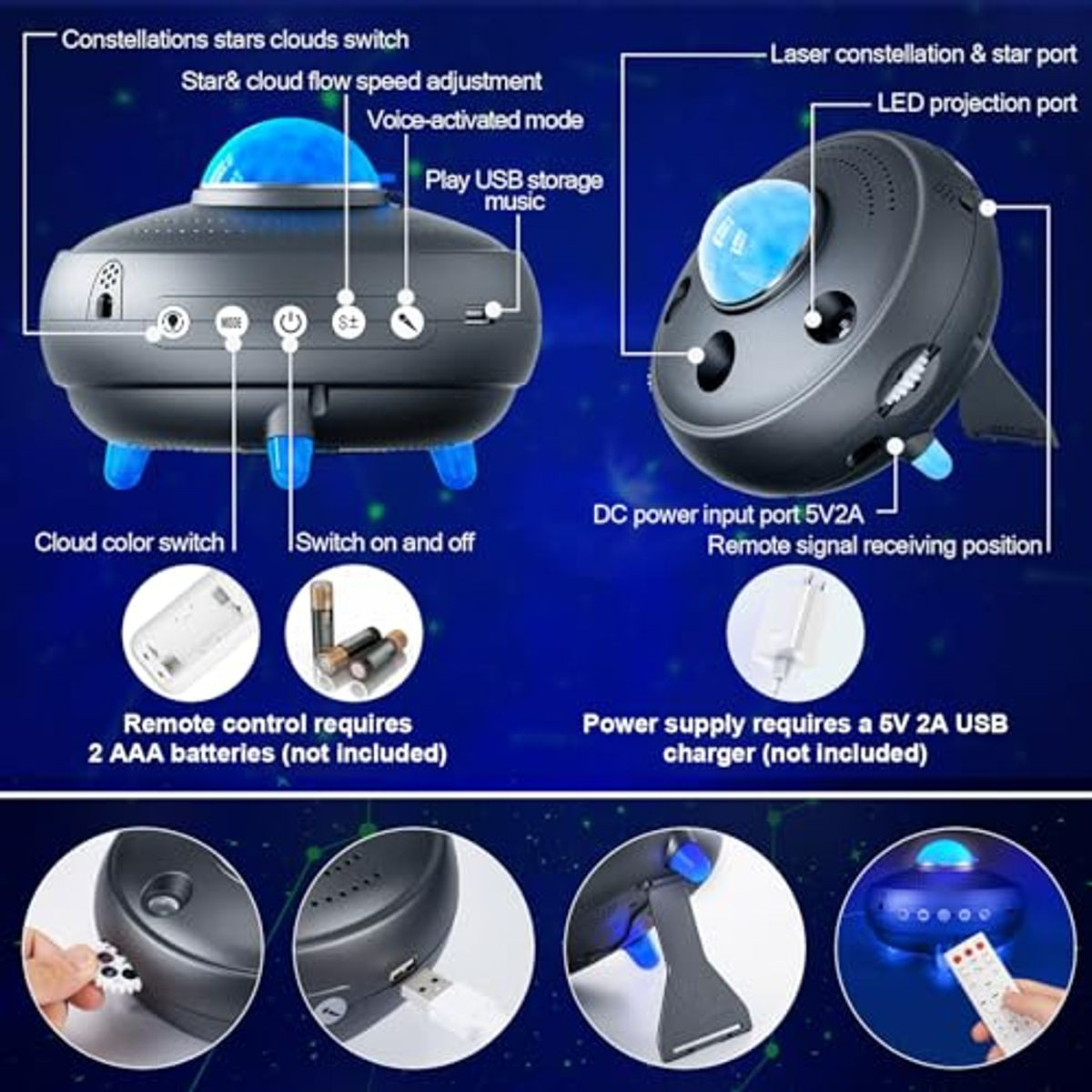 Joyty Constelations Planetarium Galaxy Projector with Bluetooth product image
