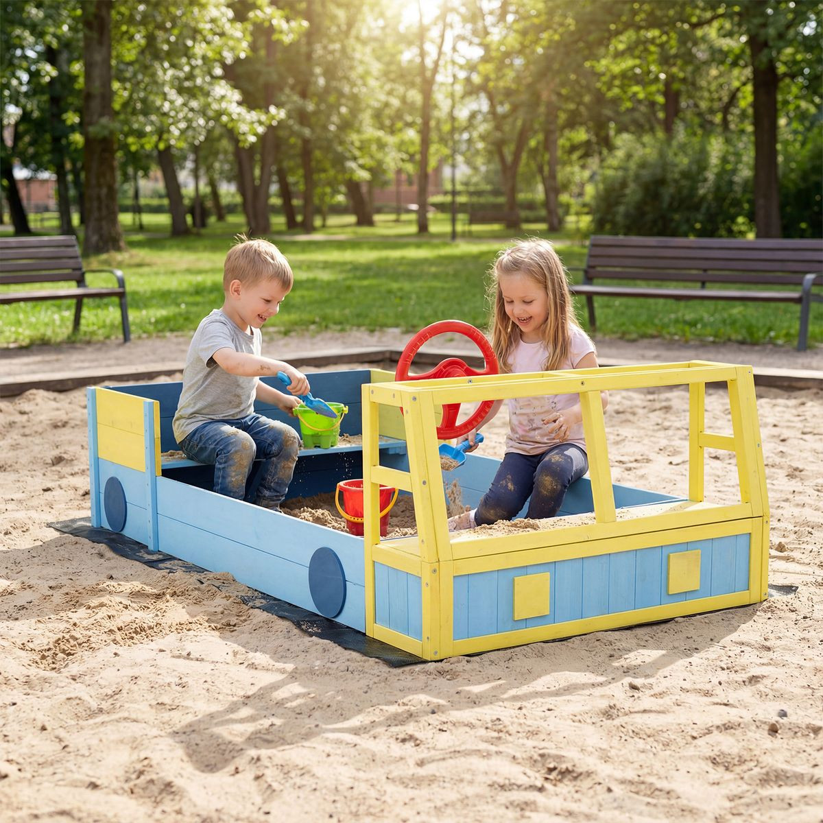 Kids' Wooden Themed Sandbox product image