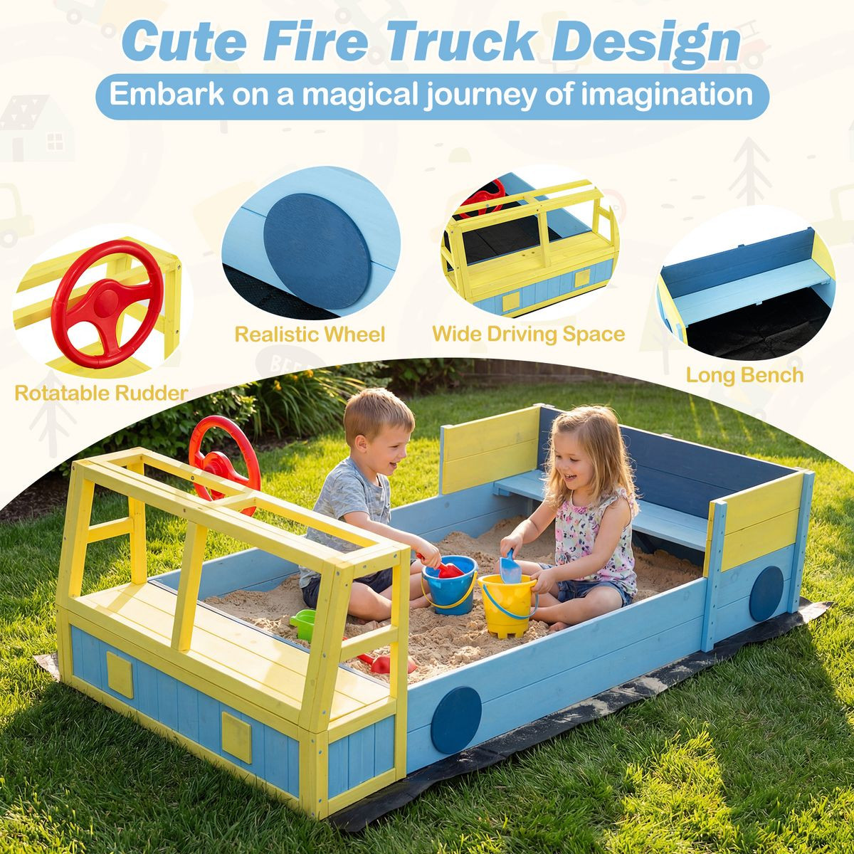 Kids' Wooden Themed Sandbox product image