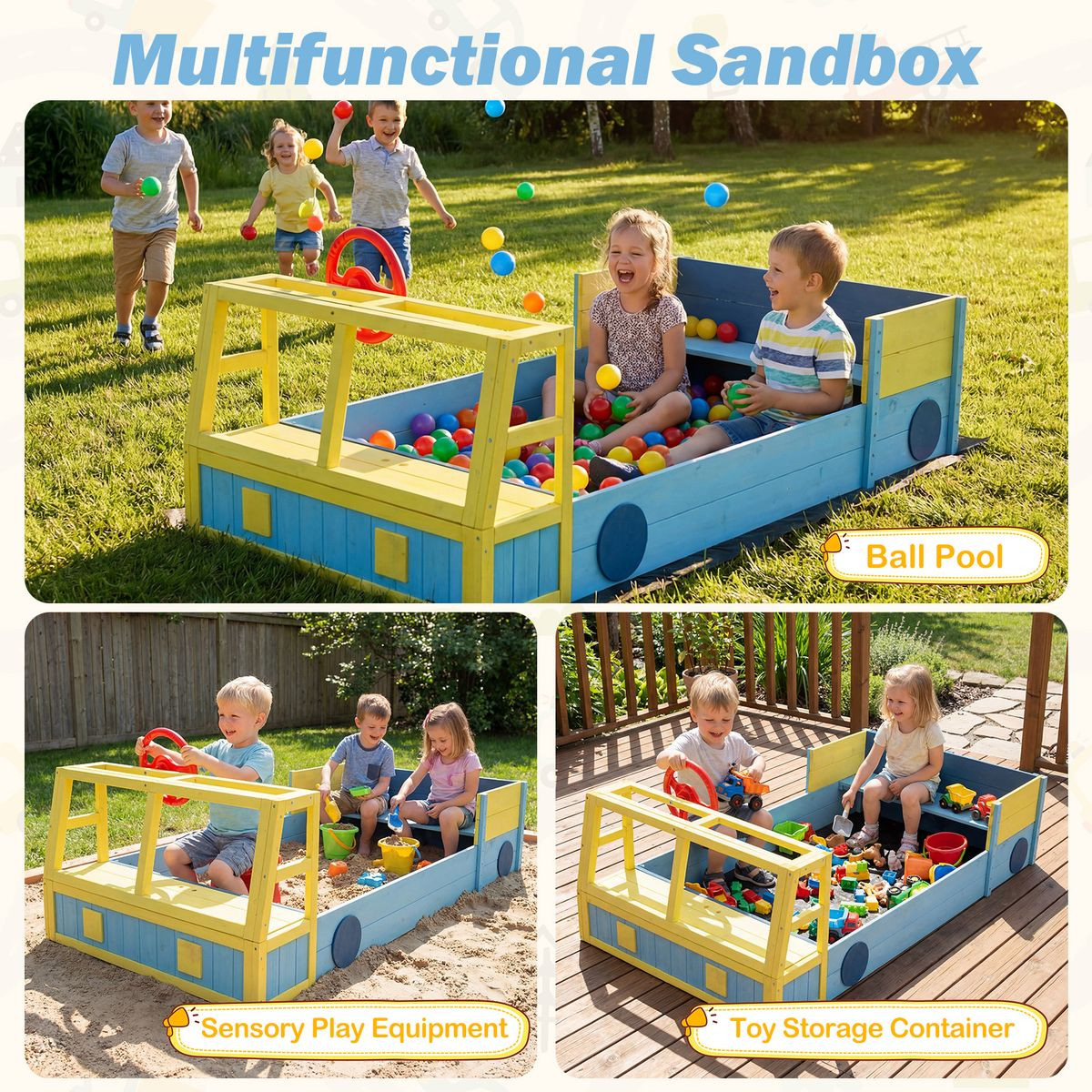Kids' Wooden Themed Sandbox product image