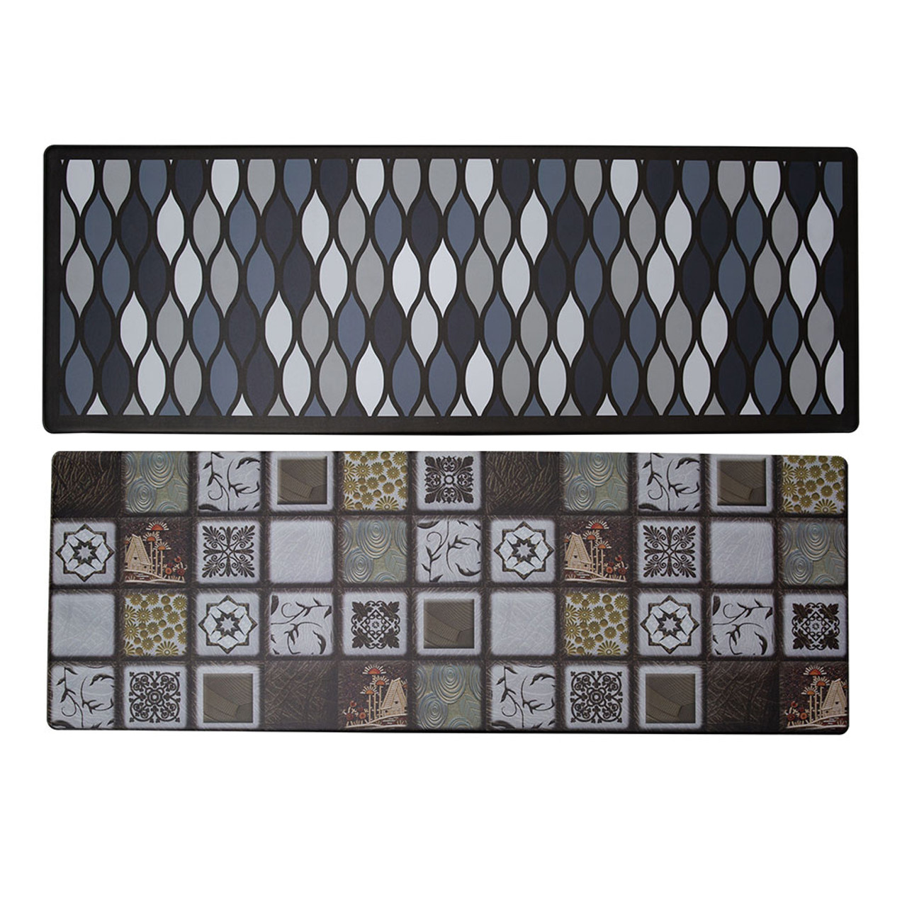 J&v Textiles 20 X 55 Oversized Cushioned Anti-fatigue Kitchen Runner Mat  (black Geo) : Target