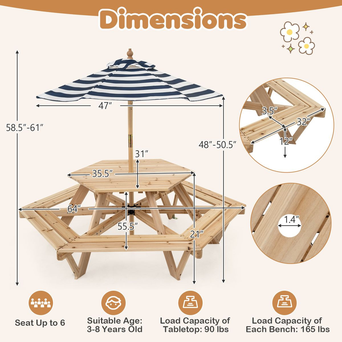 Kids' Hexagonal Picnic Table  product image