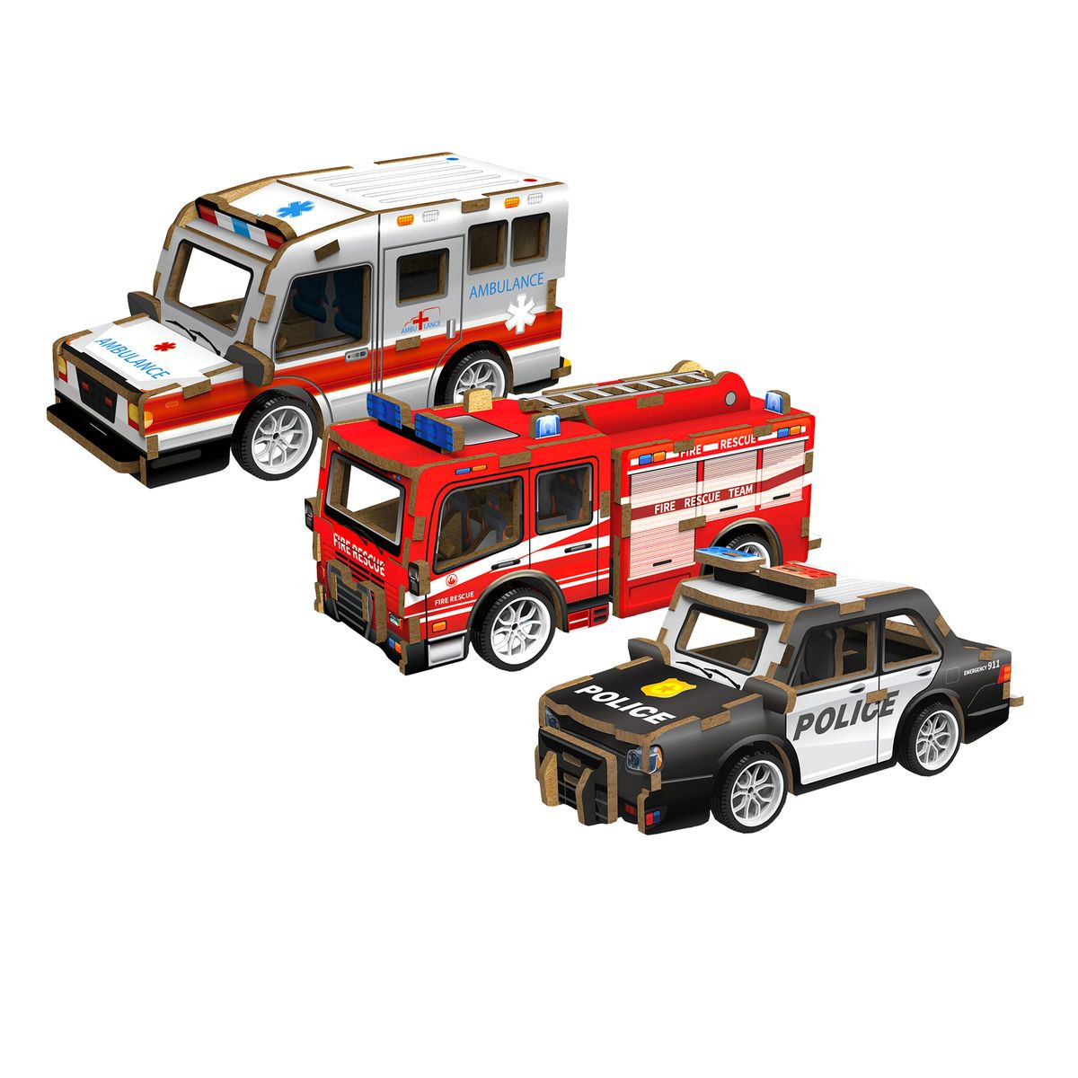 DIY 3D Movable Wooden Puzzles Vehicles Toy (3-Pack) product image