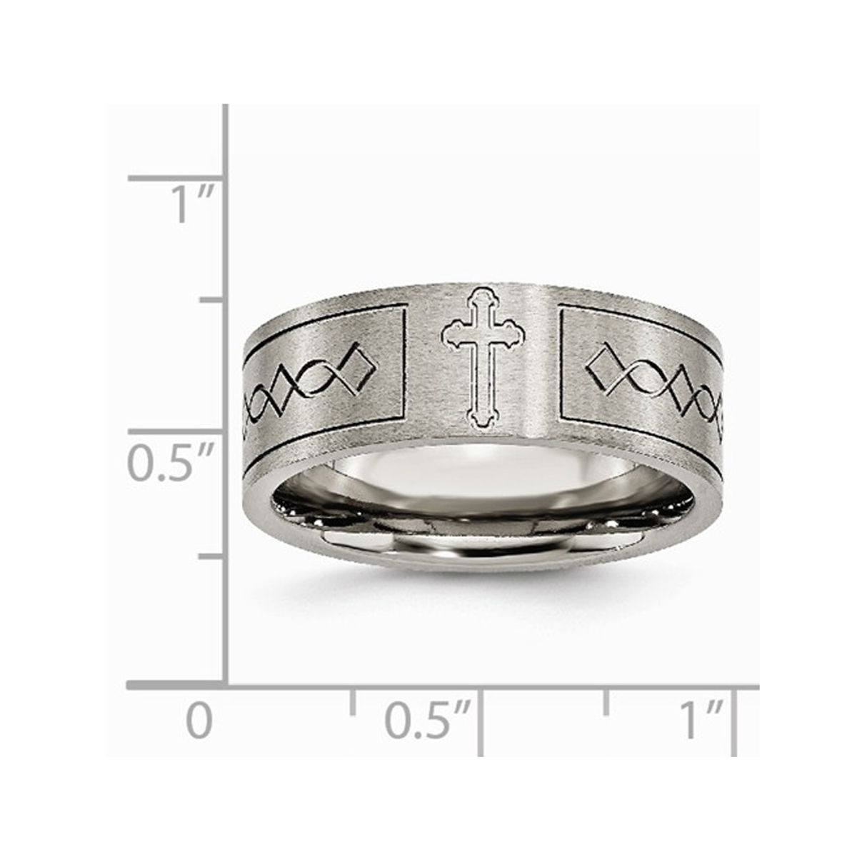 Men's 6mm Cross Design Titanium Wedding Band Ring product image