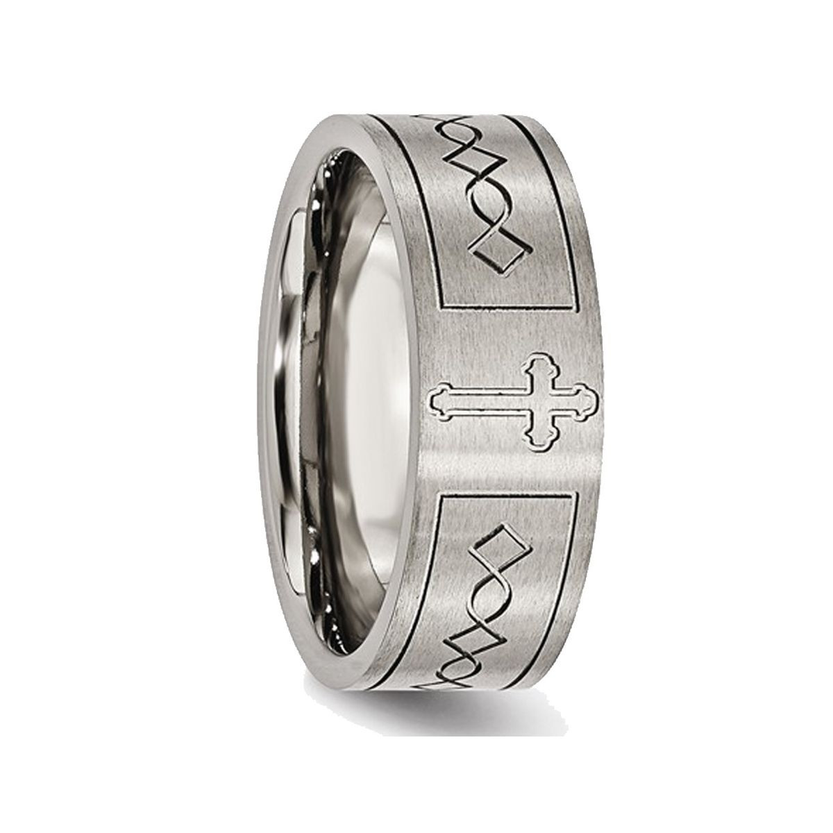Men's 6mm Cross Design Titanium Wedding Band Ring product image