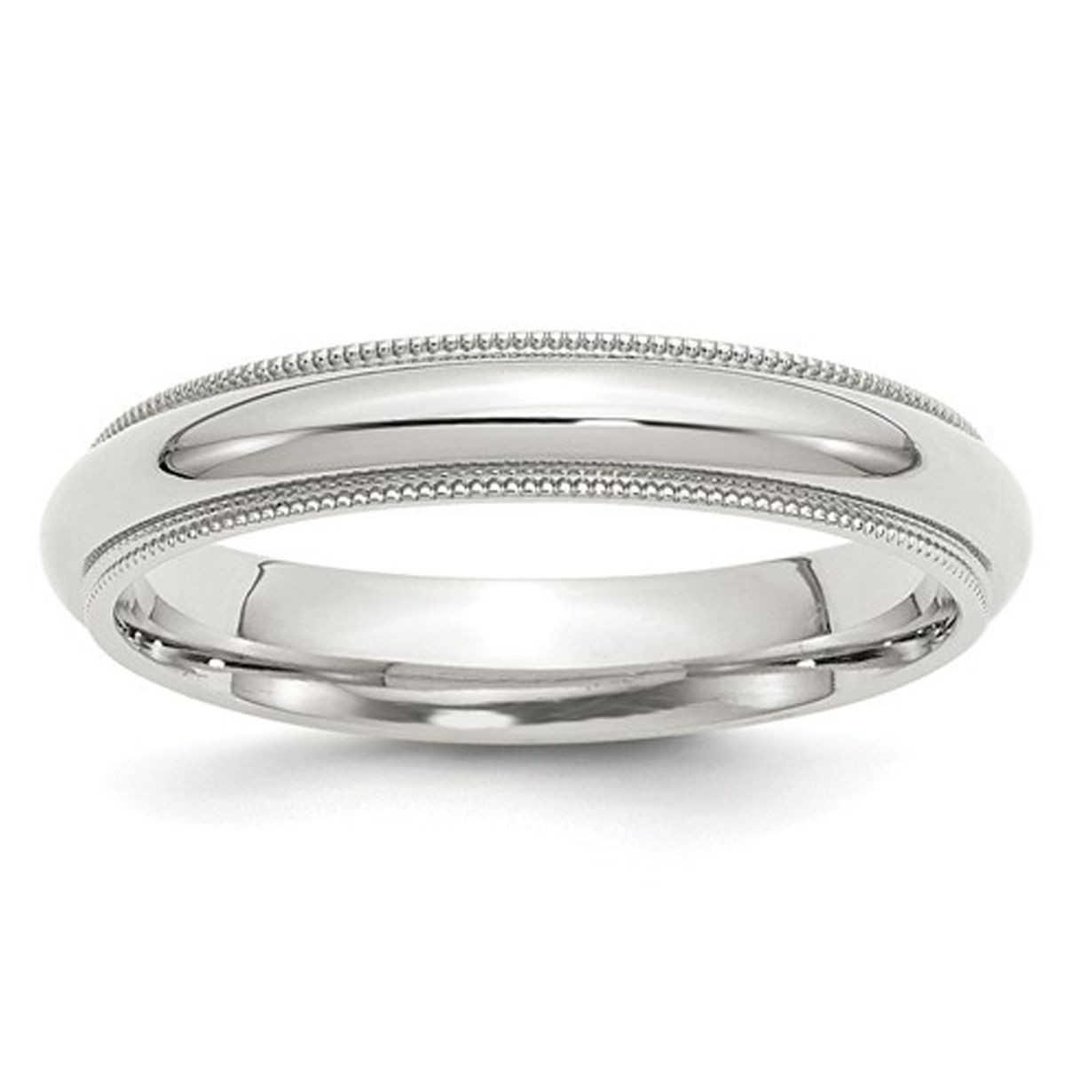 Unisex Comfort Fit 4mm Milgrain Wedding Band Ring in Sterling Silver product image