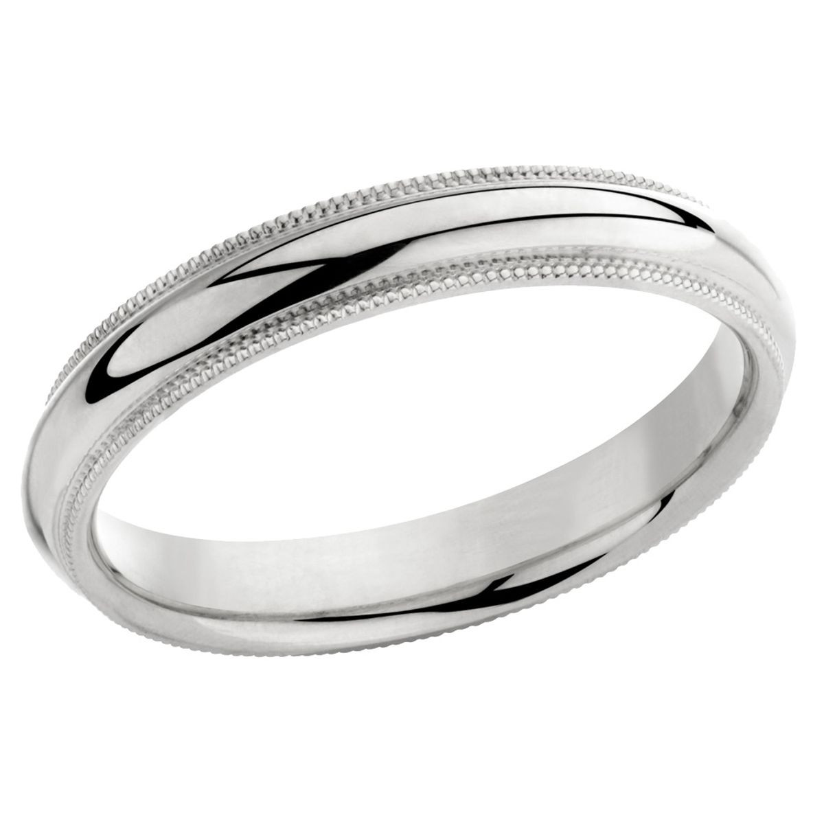 Unisex Comfort Fit 4mm Milgrain Wedding Band Ring in Sterling Silver product image