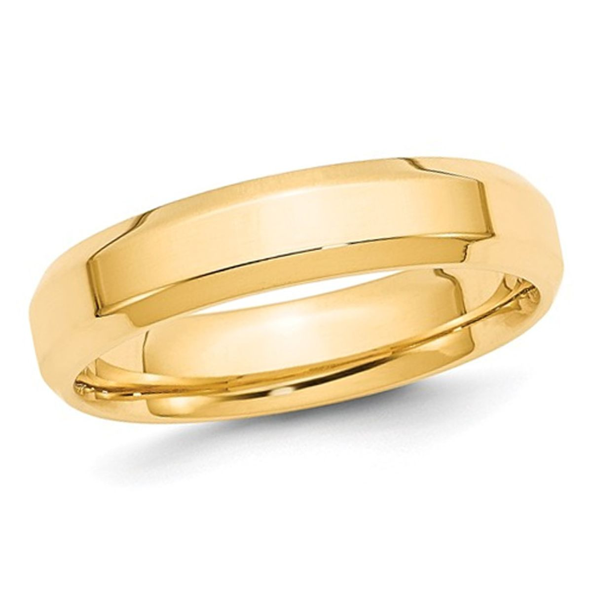 Unisex 14K Yellow Gold 5mm Comfort Fit Wedding Band with Bevel Edge product image